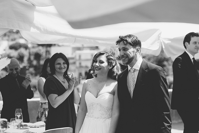 bride and groom at reception