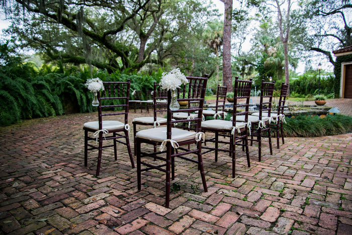 Chiavari chairs set up for ceremony