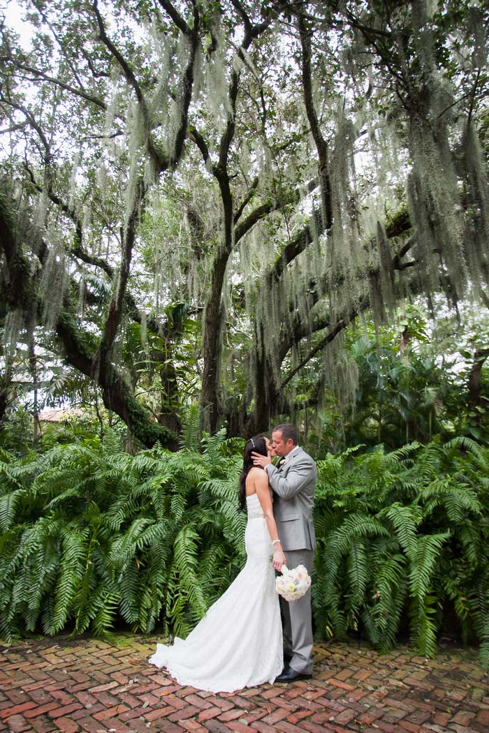 bride and groom kissing