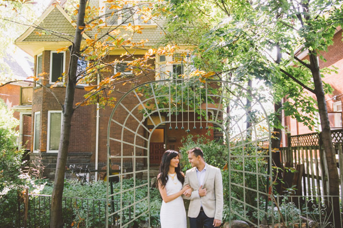 wedding portrait in front of house