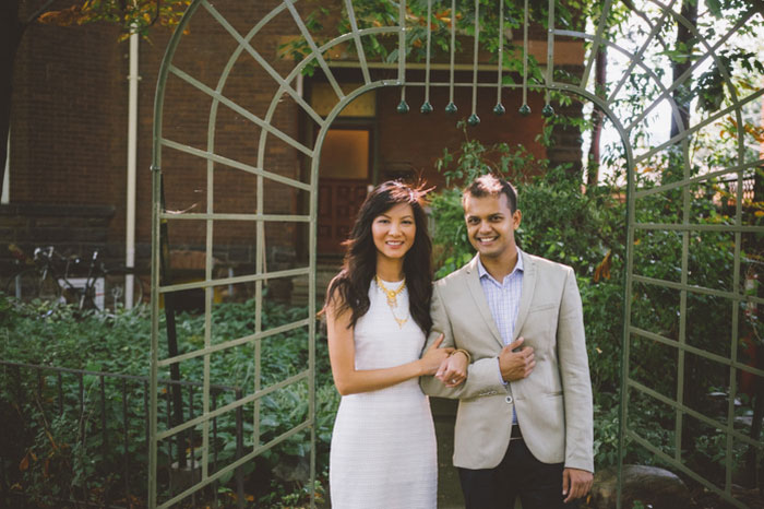 wedding portrait in front of house