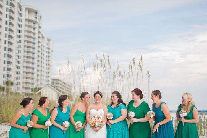 bridal party portrait on the beach