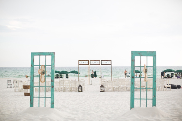 beach wedding ceremony set-up