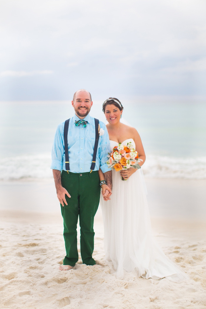 bride and groom on the beach