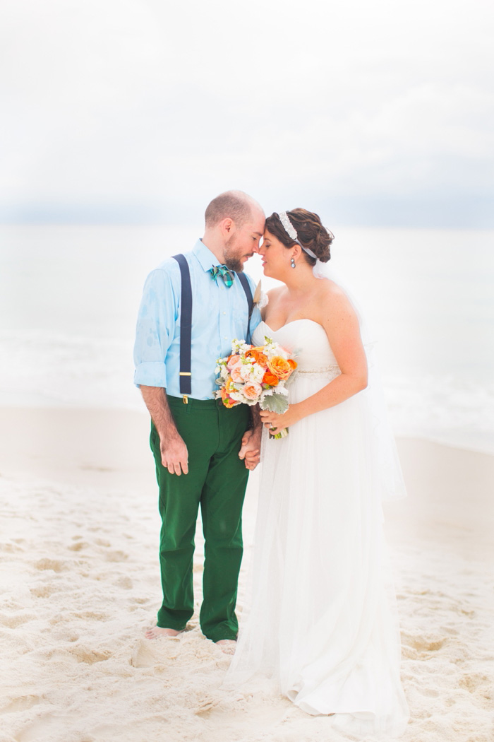 bride and groom on the beach