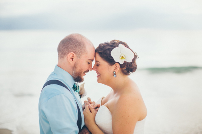 bride and groom on the beach