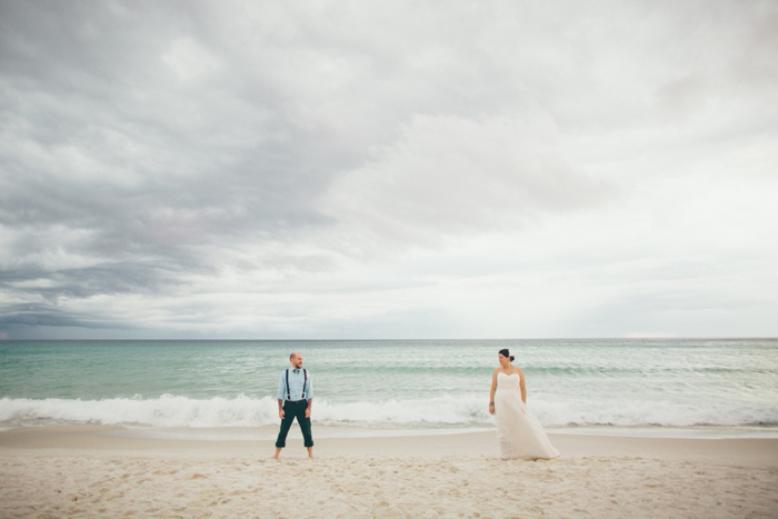 bride and groom on the beach