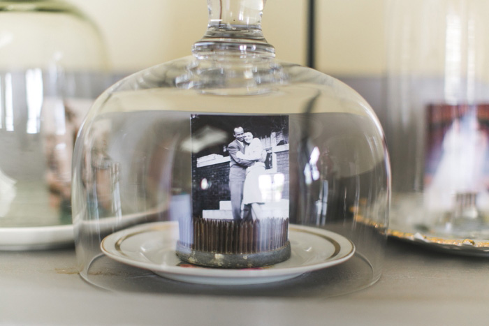 family wedding portrait under glass dome