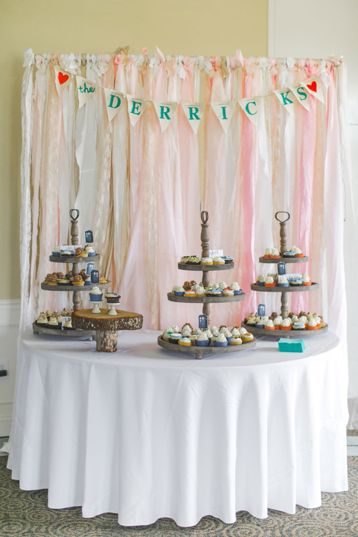 wedding cupcakes on tiered stand
