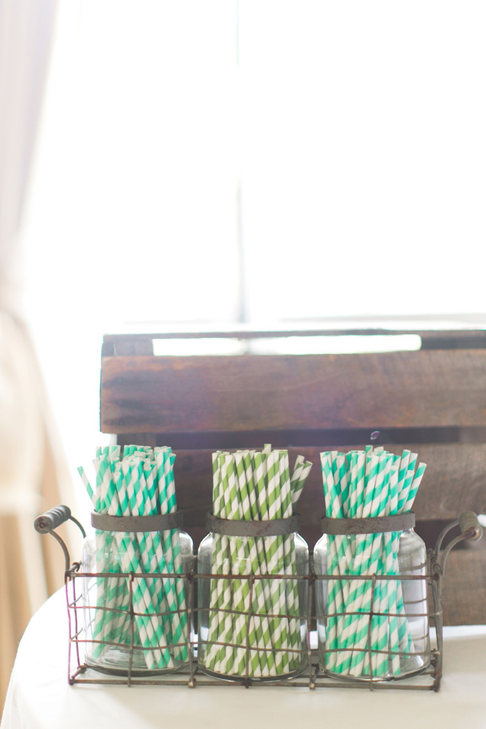 striped straws on wedding bar