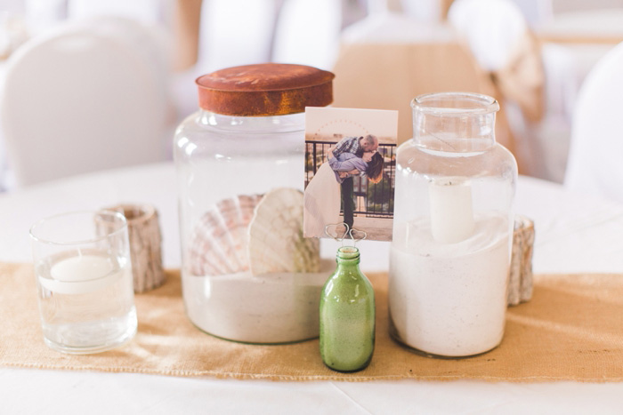 beach themed wedding centrepiece