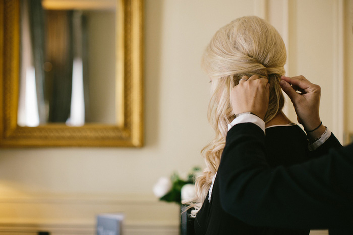 bride getting her hair done