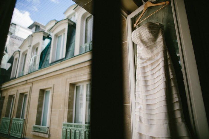 bride's dress hanging up