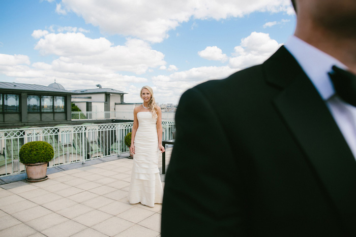 bride and groom first look