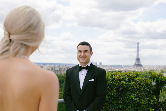 bride and groom first look