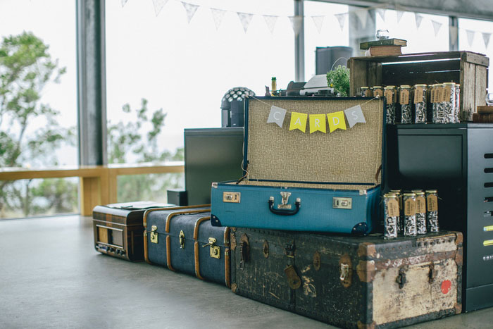 suitcase decor at wedding