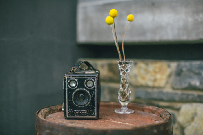 vintage camera as wedding decor