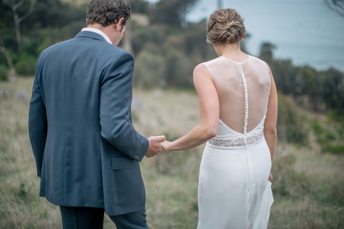 bride and groom walking