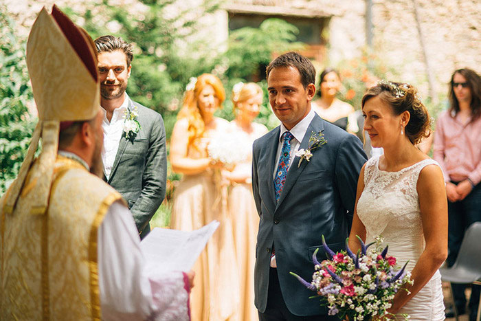 bride and groom at the altar