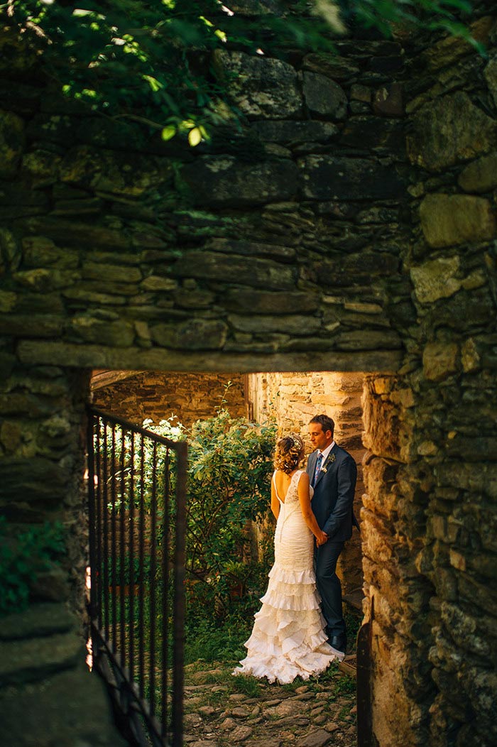 bride and groom portrait in rural France