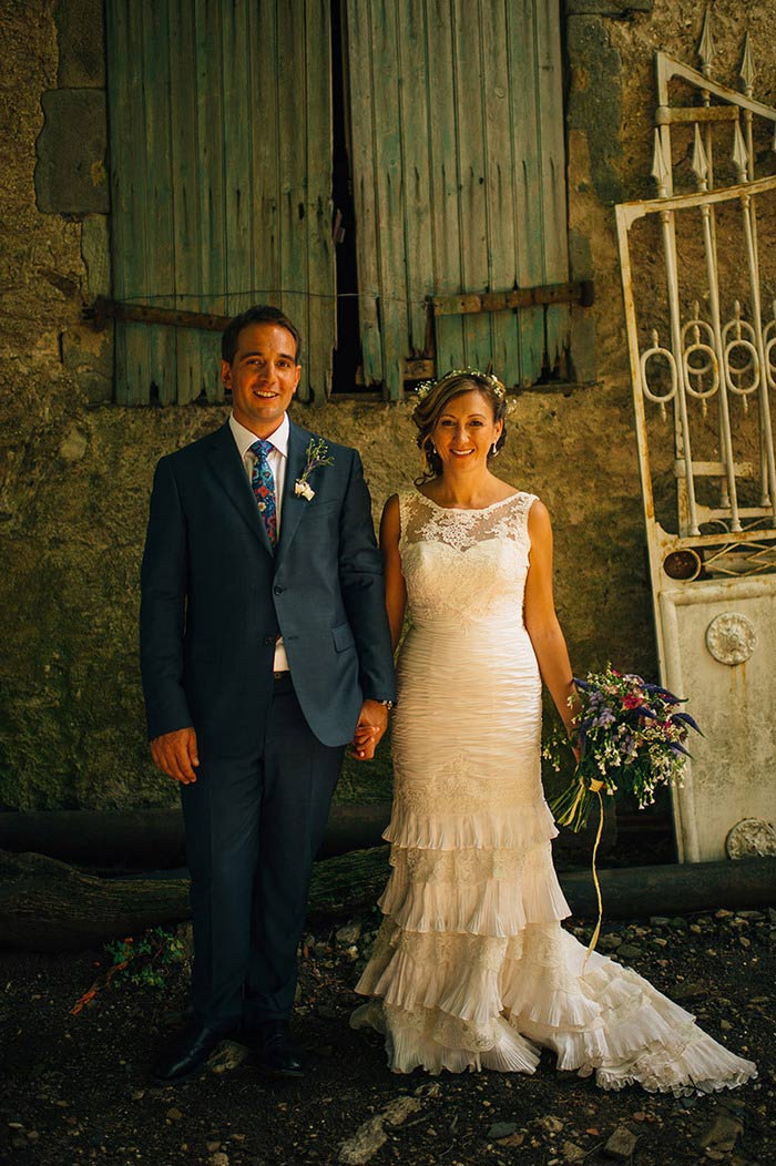 bride and groom portrait in rural France