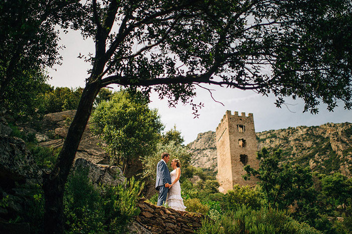 bride and groom portrait in rural France