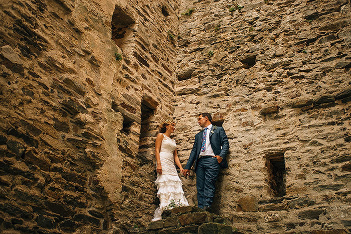 bride and groom portrait in rural France