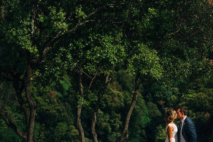 bride and groom portrait in rural France