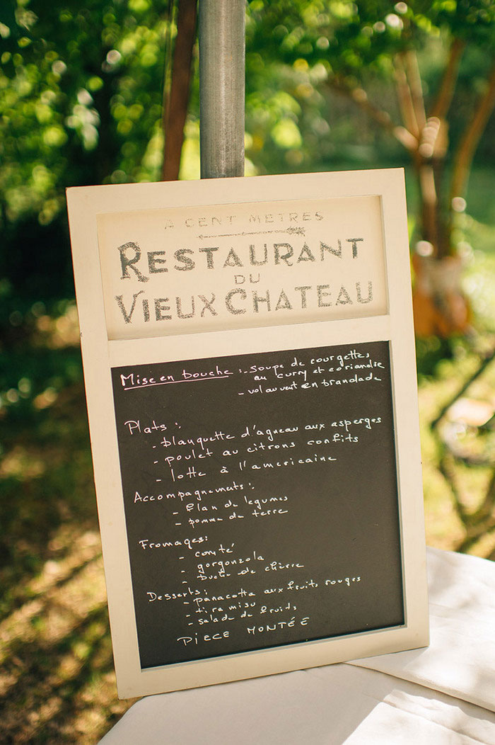 wedding menu chalkboard sign