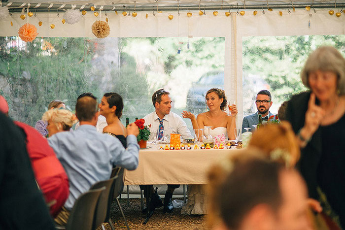 bride and groom at reception