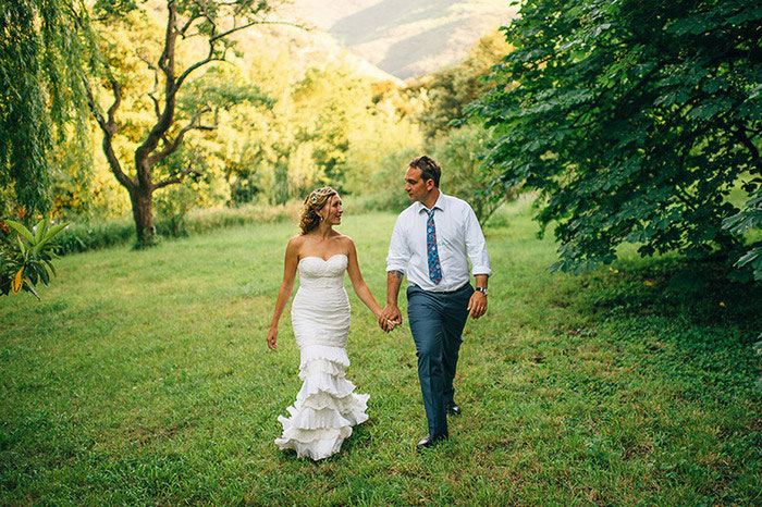 bride and groom portrait in rural France