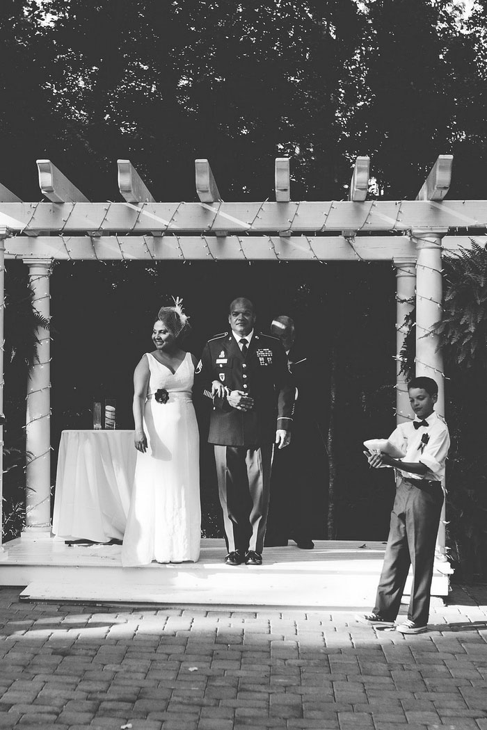 bride and groom at outdoor wedding ceremony