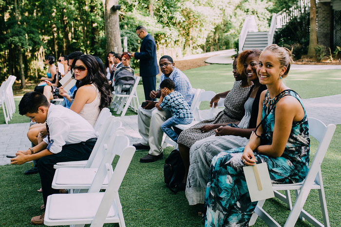 guests at outdoor wedding ceremony