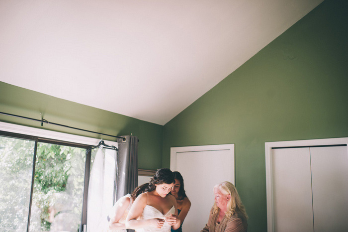 bride getting dressed