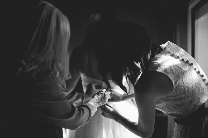 bride getting dressed