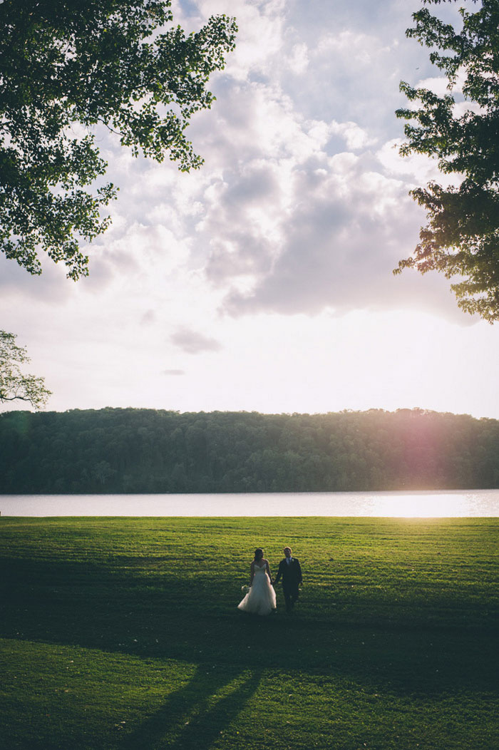 bride walking into the sunset