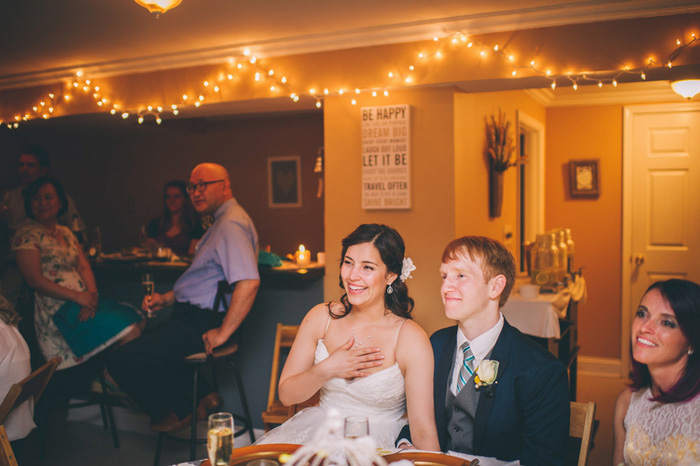 bride and groom at reception