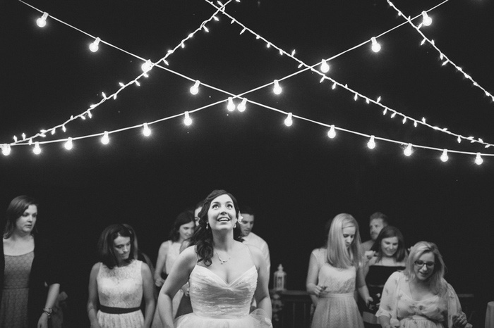 bride at outdoor reception