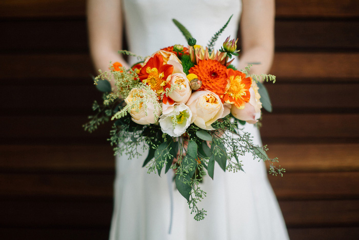 orange wedding bouquet