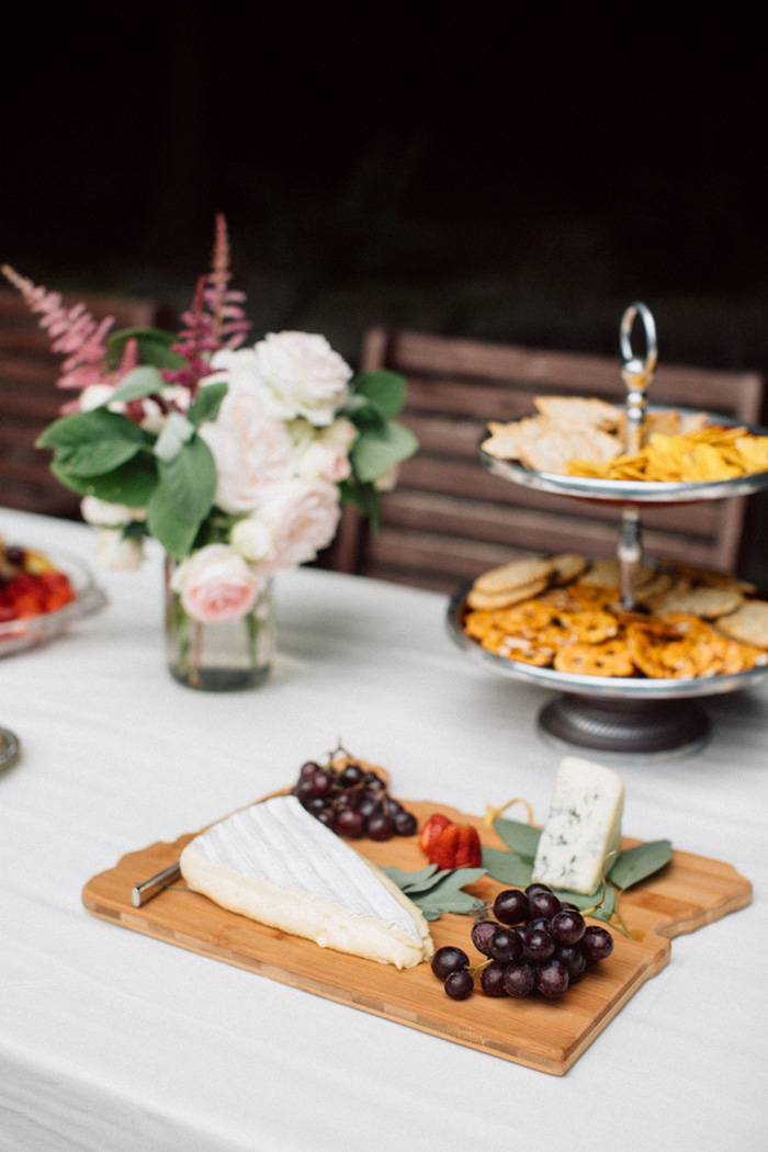 outdoor reception table with food