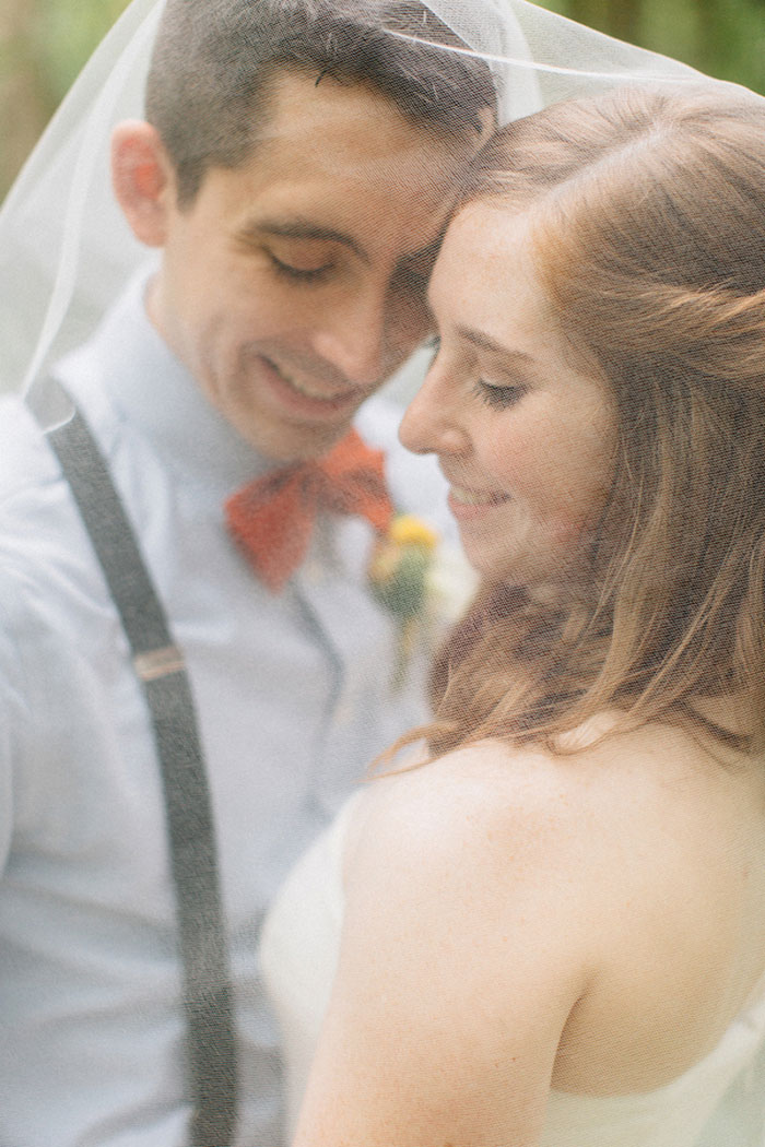 bride and groom portrait under veil