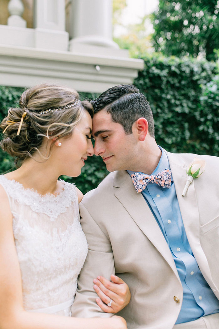 bride and groom head to head