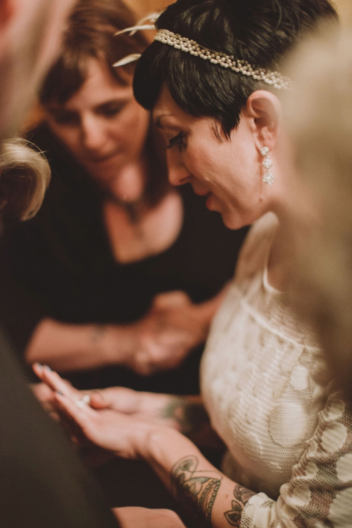 bride looking at her ring