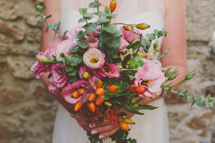 pink and orange wedding bouquet