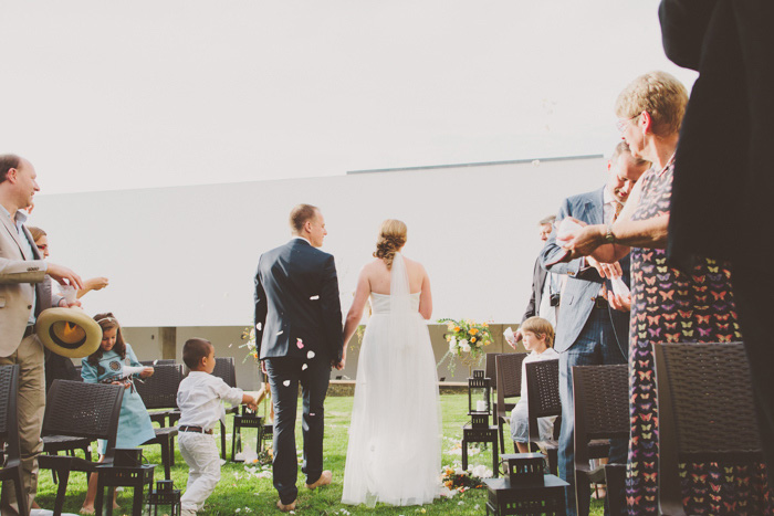 bride and groom walking up the aisle