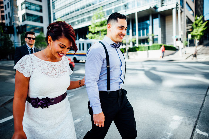 Bride and groom portrait in Seattle