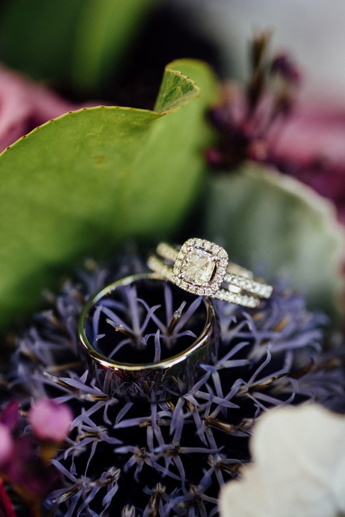 wedding ring shot on flowers