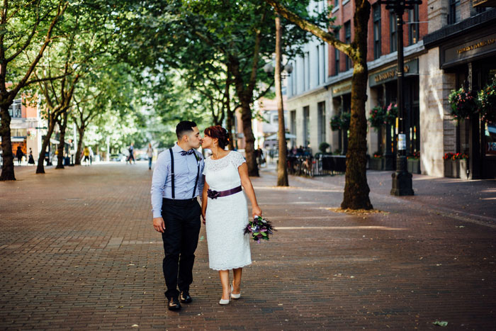 bride and groom portrait in Seattle