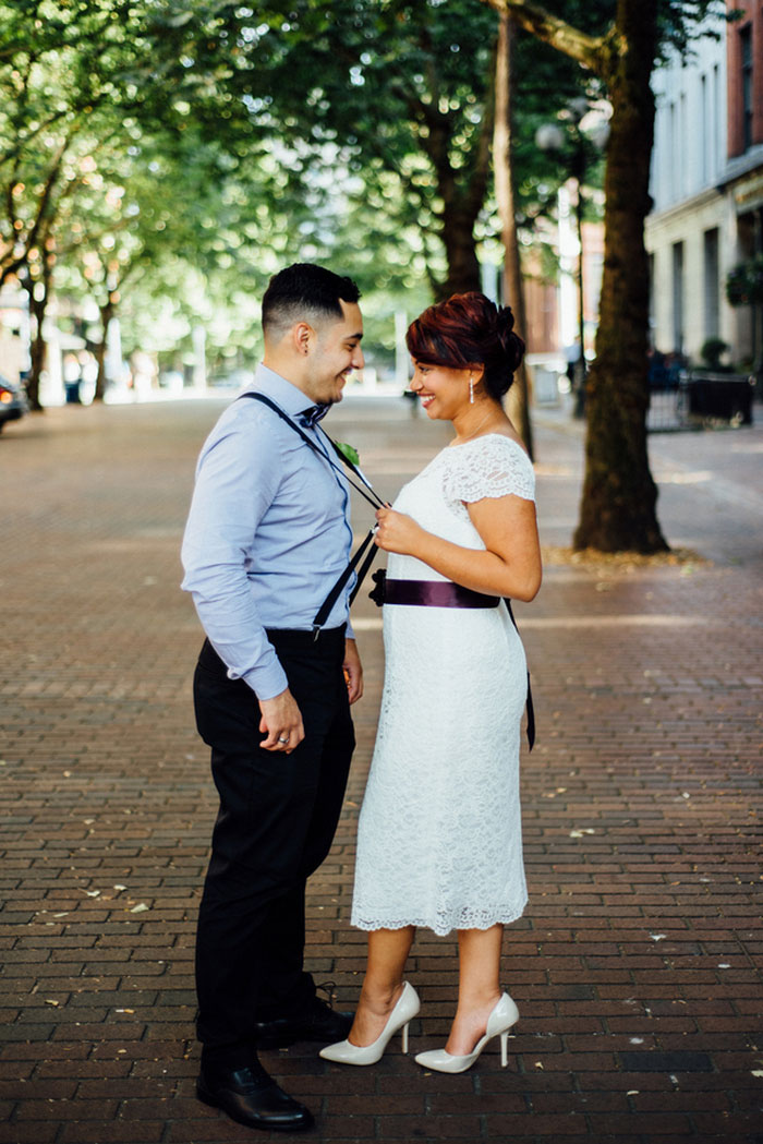 bride and groom portrait in Seattle