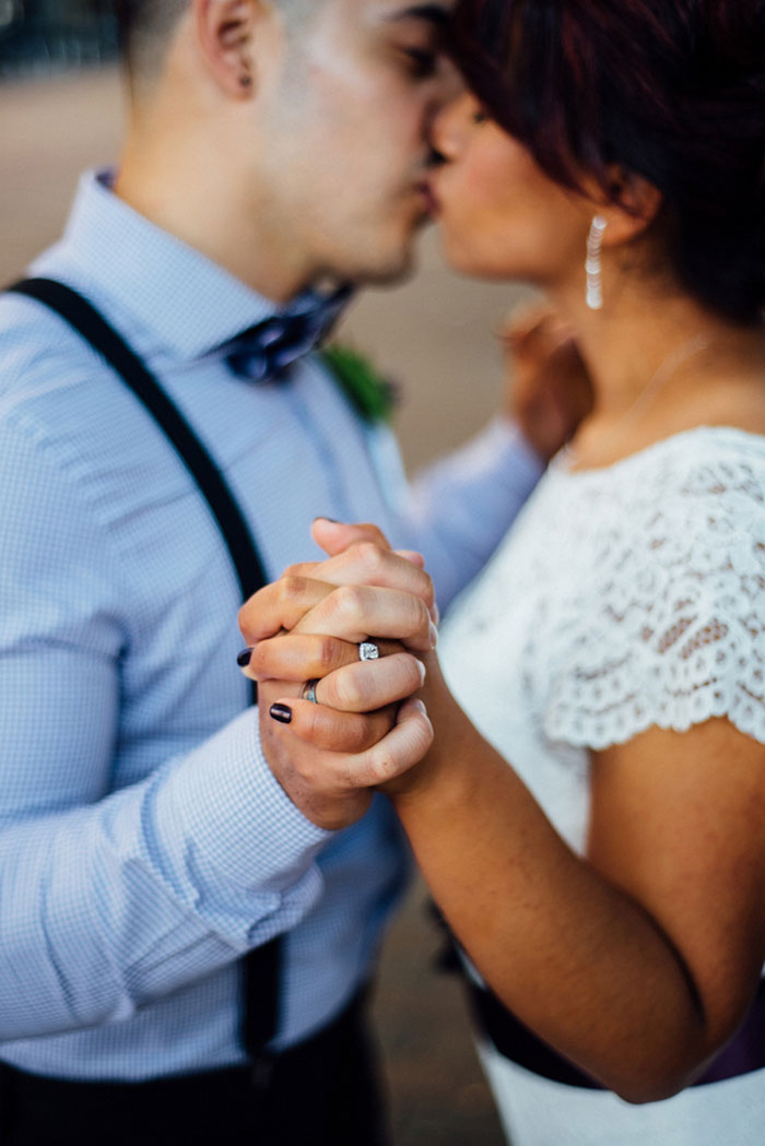 close-up of ring on bride's finger